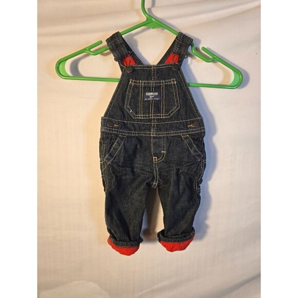 Oshkosh Lined Biboveralls Overalls Denim Jeans Boys Infant Size 6m 6 months - Picture 1 of 2